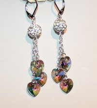 Boucles d'oreilles Anna coeur de verre et perles strassée Swarovski