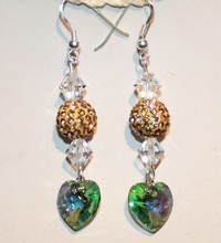 Boucles d'oreilles Angel cristal swarovski or/peridot et argent 925