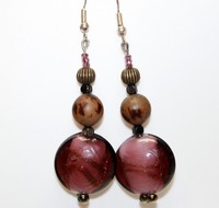 Boucles d'oreilles vintage bordeaux/or