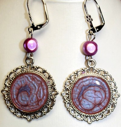 Boucles d'oreilles Moony rose antique/violet
